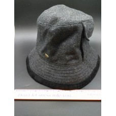Liz Claiborne Mujers Dark Gray Wool Blend Bucket Hat Pocket  Leather trim  eb-80171954